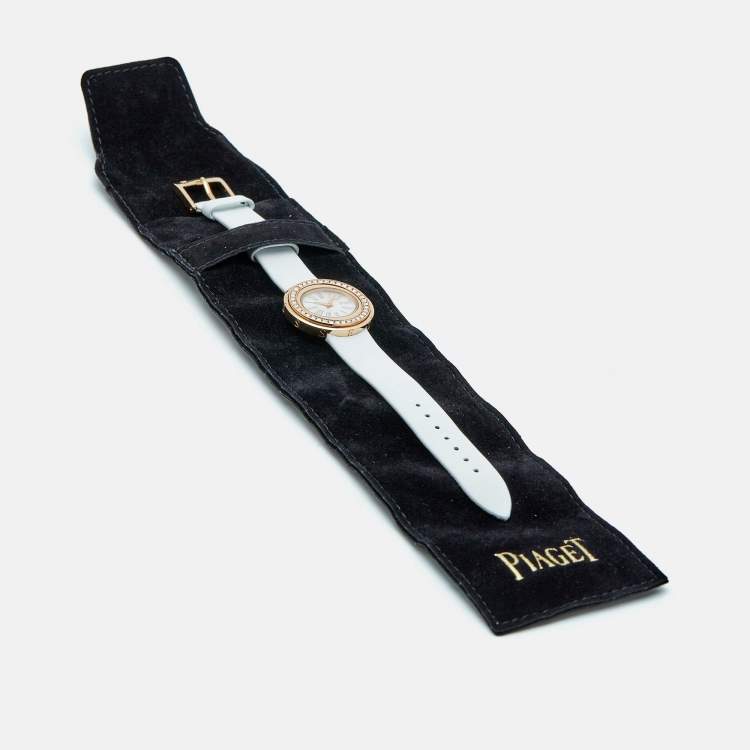 Pre Owned Piaget Silver 18K Rose Gold Diamond Satin Possession GOA36188 Women's Wristwatch 29 mm