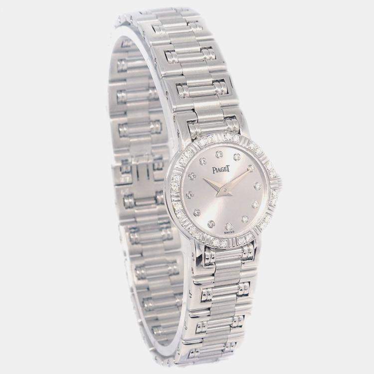 Pre Owned Piaget Dancer 5964AK81 Quartz Silver 18k White Gold Women's Wristwatch 19 mm