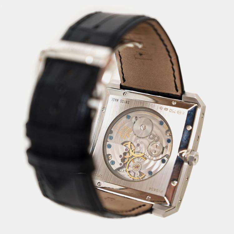 Pre Owned Piaget Black Tie Manual Winding Silver 18K White Gold Women's Wristwatch 42 mm