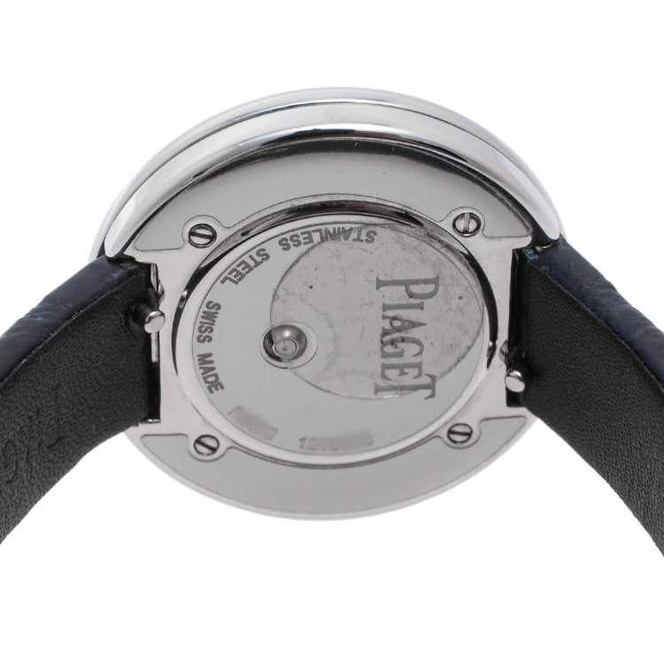Pre Owned Piaget Silver Stainless Steel Alligator Possesion GOA43080 Women's Wristwatch 29 mm