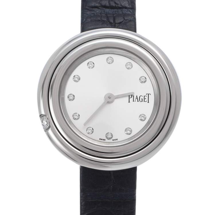 Pre Owned Piaget Silver Stainless Steel Alligator Possesion GOA43080 Women's Wristwatch 29 mm