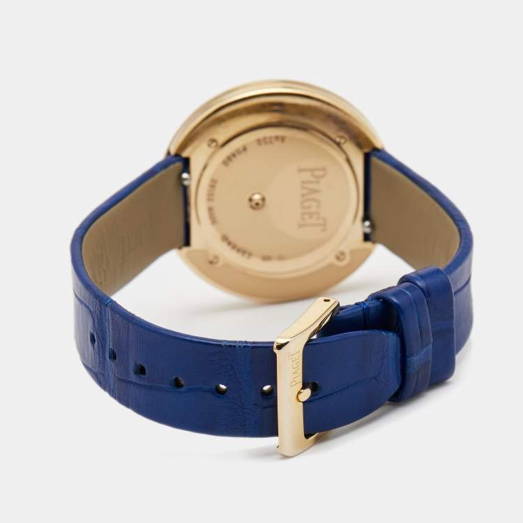 Pre Owned Piaget Silver Diamond 18k Rose Gold Alligator Possession G0A43091 Women's Wristwatch 34 mm