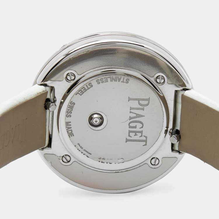 Pre Owned Piaget Silver Diamond Stainless Steel Alligator Possession G0A43090 Women's Wristwatch 34 mm