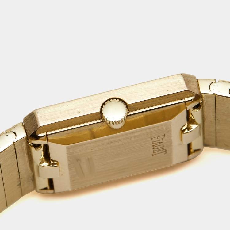 Pre Owned Piaget Diamond Pave Ruby 18K Yellow Gold Protocol 4154 Women's Wristwatch 20 mm