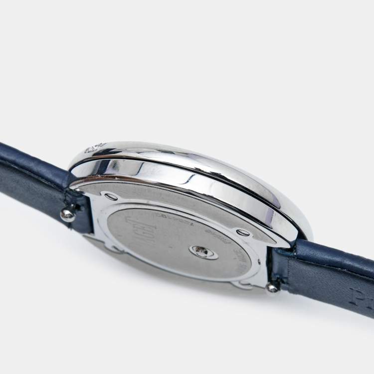 Pre Owned Piaget Silver Diamond  Stainless Steel Alligator Leather Possesion GOA43080 Women's Wristwatch 29 mm