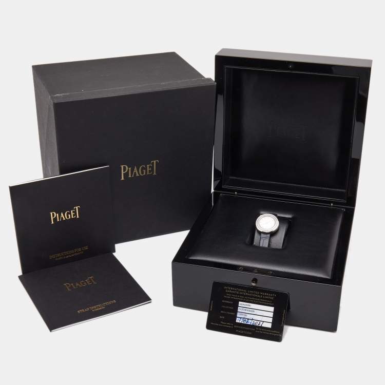 Pre Owned Piaget Silver Diamond  Stainless Steel Alligator Leather Possesion GOA43080 Women's Wristwatch 29 mm