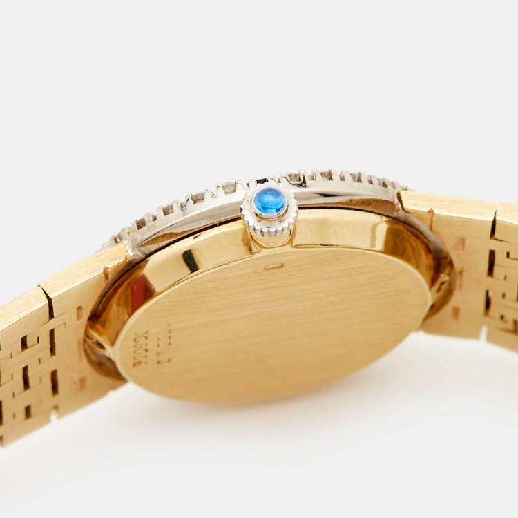 Pre Owned Piaget Lapiz Diamonds Sapphire 18K Yellow Gold Vintage Cocktail 9706 Women's Wristwatch 24 mm
