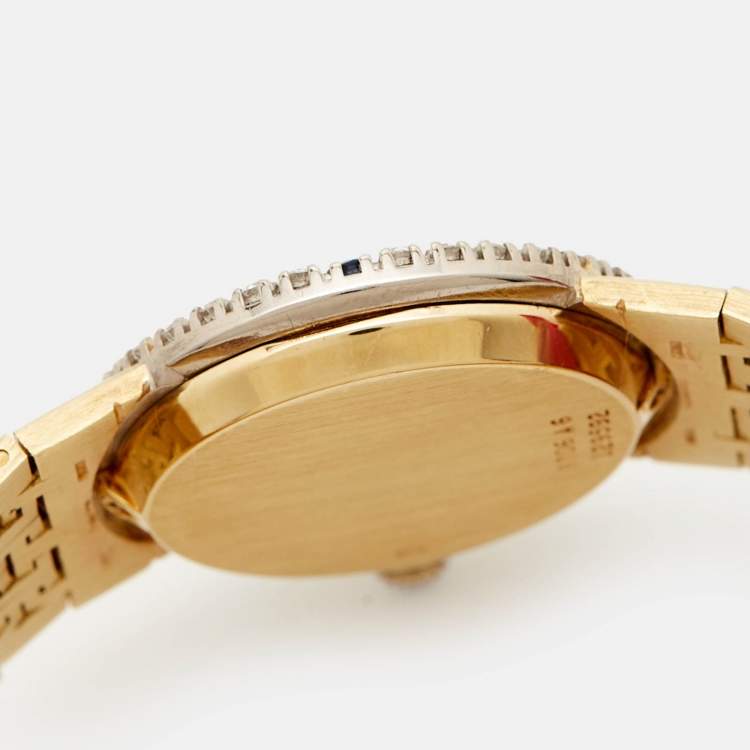 Pre Owned Piaget Lapiz Diamonds Sapphire 18K Yellow Gold Vintage Cocktail 9706 Women's Wristwatch 24 mm