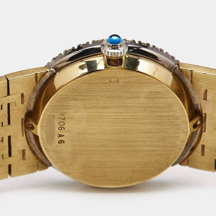 Pre Owned Piaget Lapiz Diamonds Sapphire 18K Yellow Gold Vintage Cocktail 9706 Women's Wristwatch 24 mm