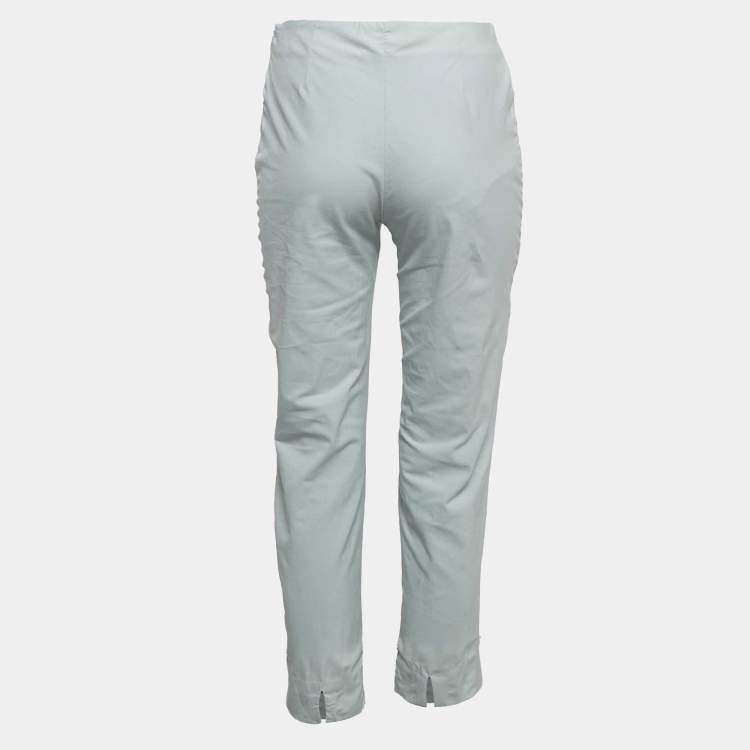 Pre Owned Piazza Sempione Blue Stretch Cotton Audrey Trousers M