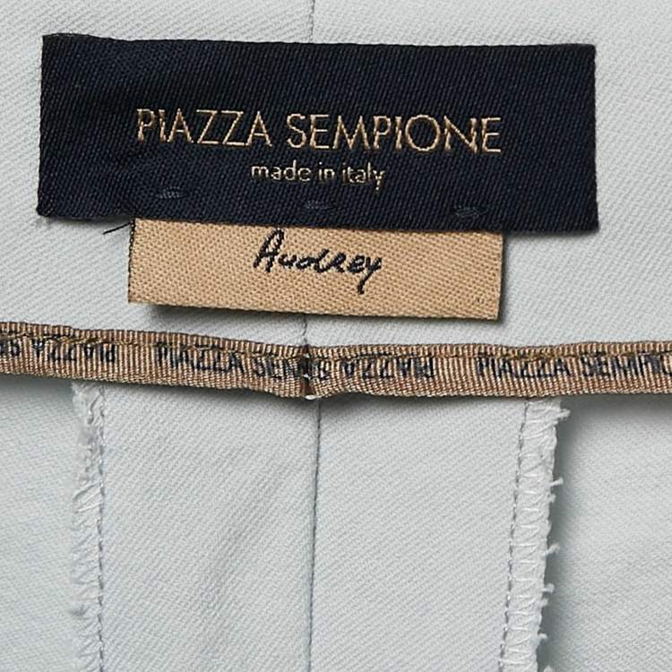 Pre Owned Piazza Sempione Blue Stretch Cotton Audrey Trousers M