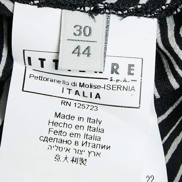Pre Owned Pierre Balmain Black/White Printed Silk Waist Tie-Up Detail Mini Dress M