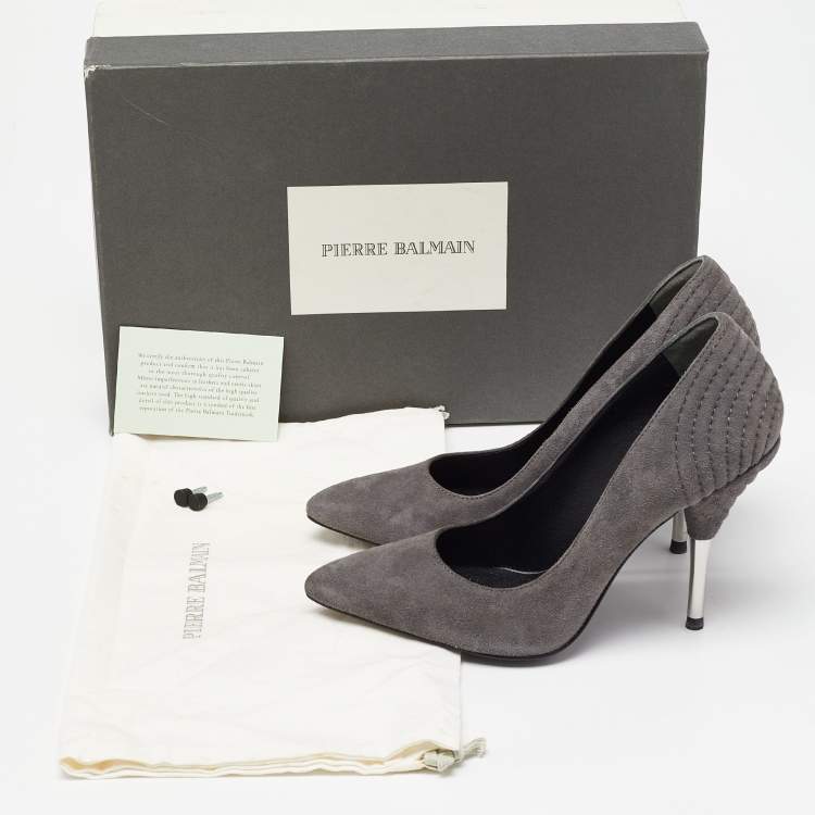 Pre Owned Pierre Balmain Grey Suede Pointed Toe Pumps Size 35