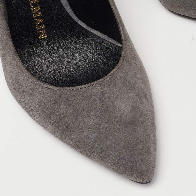 Pre Owned Pierre Balmain Grey Suede Pointed Toe Pumps Size 35