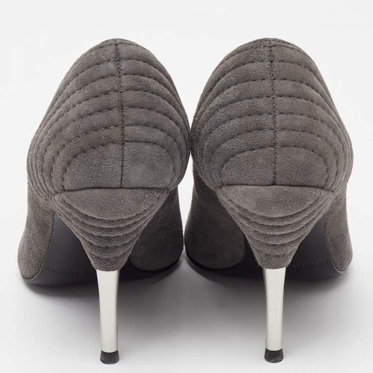 Pre Owned Pierre Balmain Grey Suede Pointed Toe Pumps Size 35