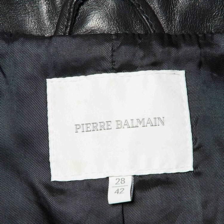 Pre Owned Pierre Balmain Black Leather Studded Biker Jacket M
