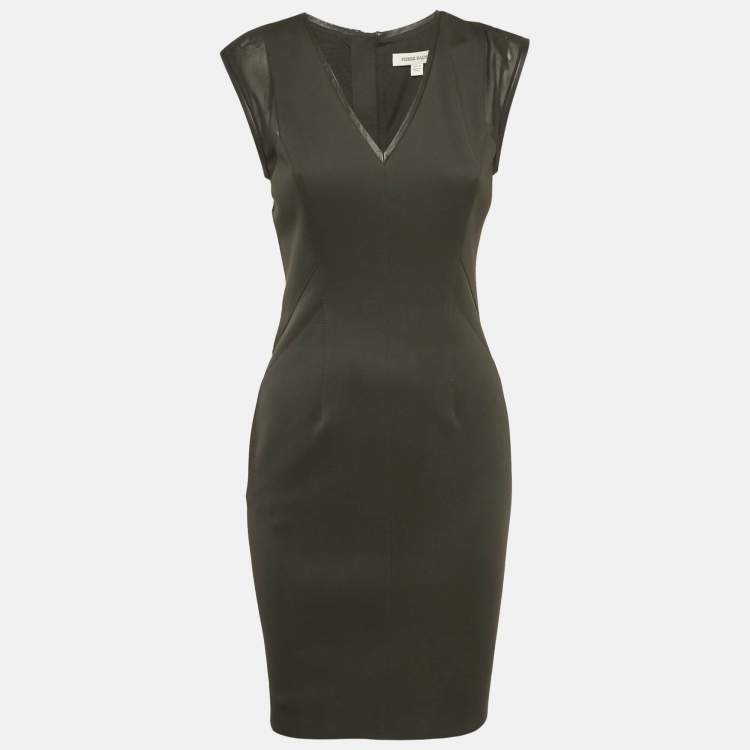 مملوكة مسبقًا Pierre Balmain Black Jersey and Mesh V-Neck Bodycon Dress M