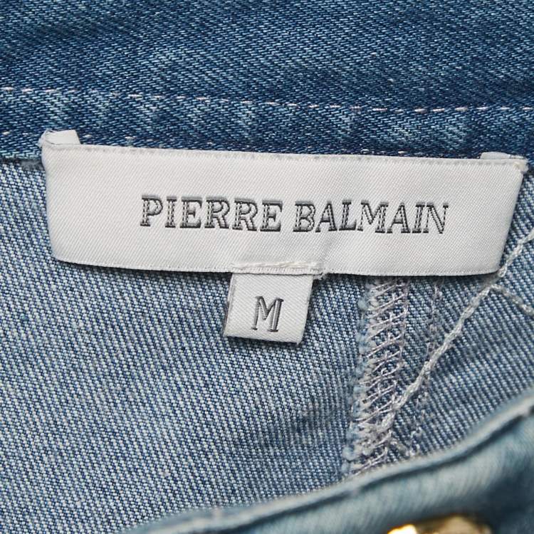 Pre Owned Pierre Balmain Blue Denim Mini Skirt M/Waist 27"