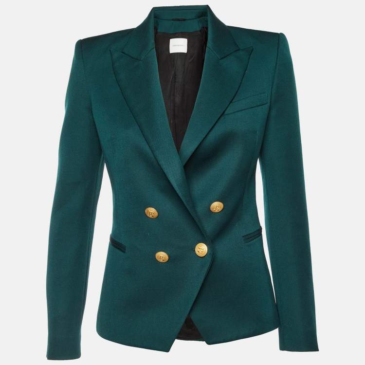 Pre Owned Pierre Balmain Green Wool Double Breasted Blazer S
