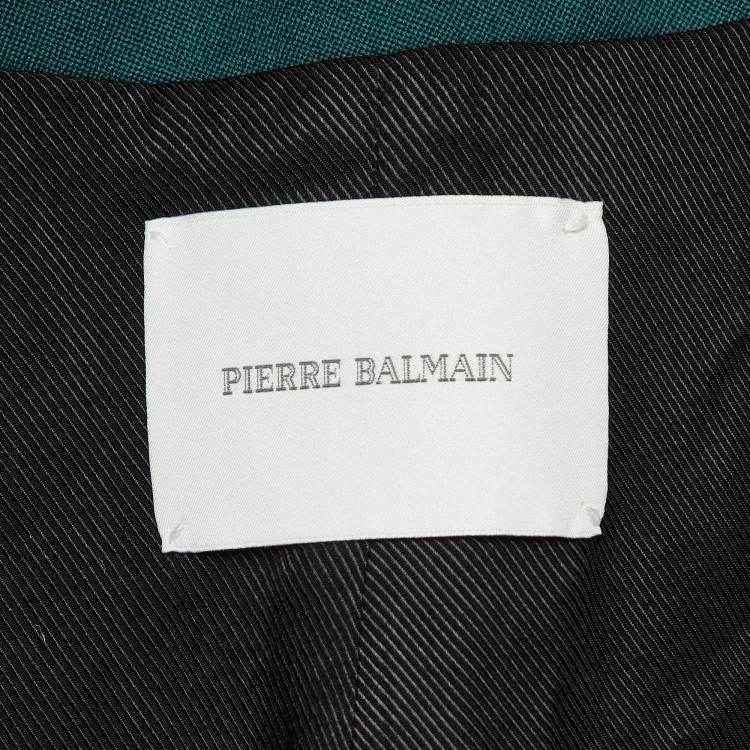 Pre Owned Pierre Balmain Green Wool Double Breasted Blazer S