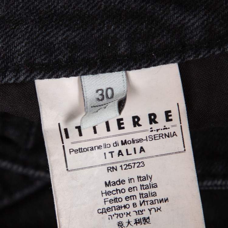 Pre Owned Pierre Balmain Dark Grey Washed Denim Mini Skirt M