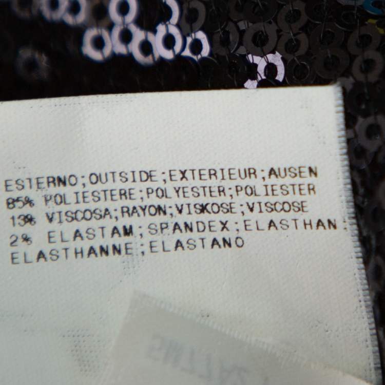 Pre Owned Pierre Balmain Black Sequin Embellished Oversized Knit Top M
