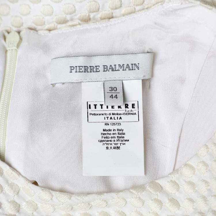 Pre Owned Pierre Balmain Cream Embroidered Cotton Peplum Top M