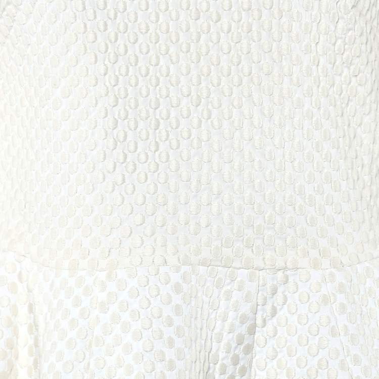 Pre Owned Pierre Balmain Cream Embroidered Cotton Peplum Top M