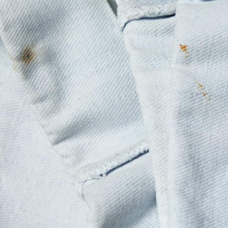Pre Owned Pierre Balmain Light Blue Denim Distressed Shorts M