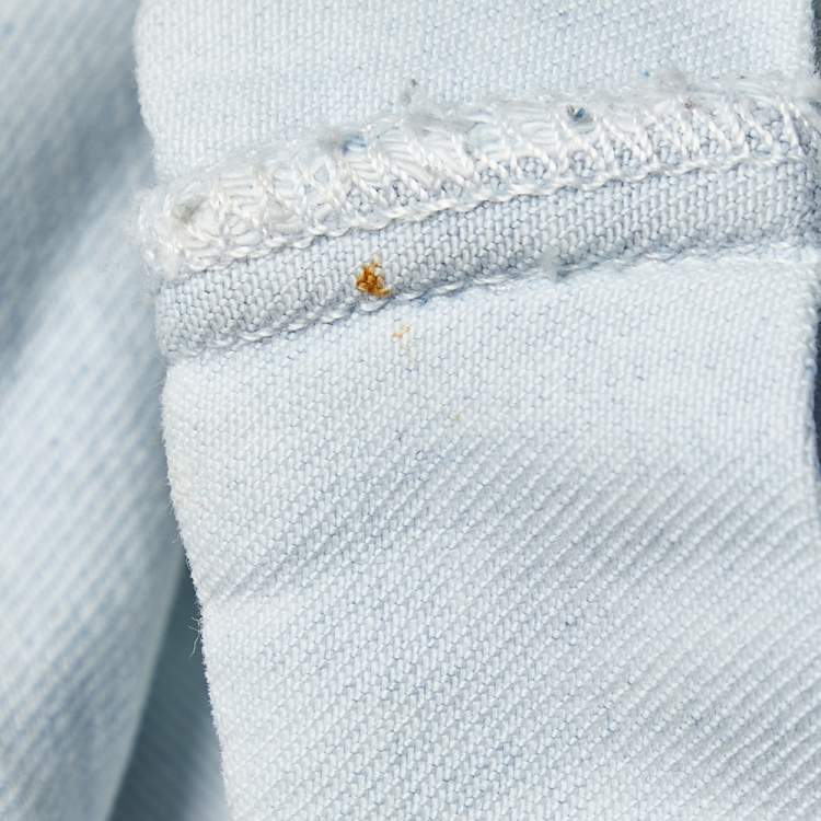 Pre Owned Pierre Balmain Light Blue Denim Distressed Shorts M