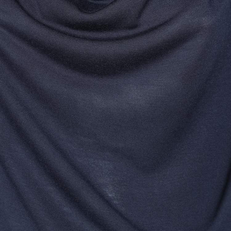 Pre Owned Pierre Balmain Navy Blue Micromodal Knit Button Detail T-Shirt S