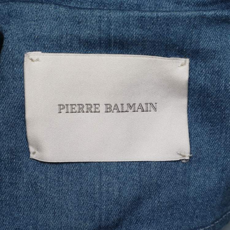 Pre Owned Pierre Balmain Indigo Denim Military Double Breasted Jacket M