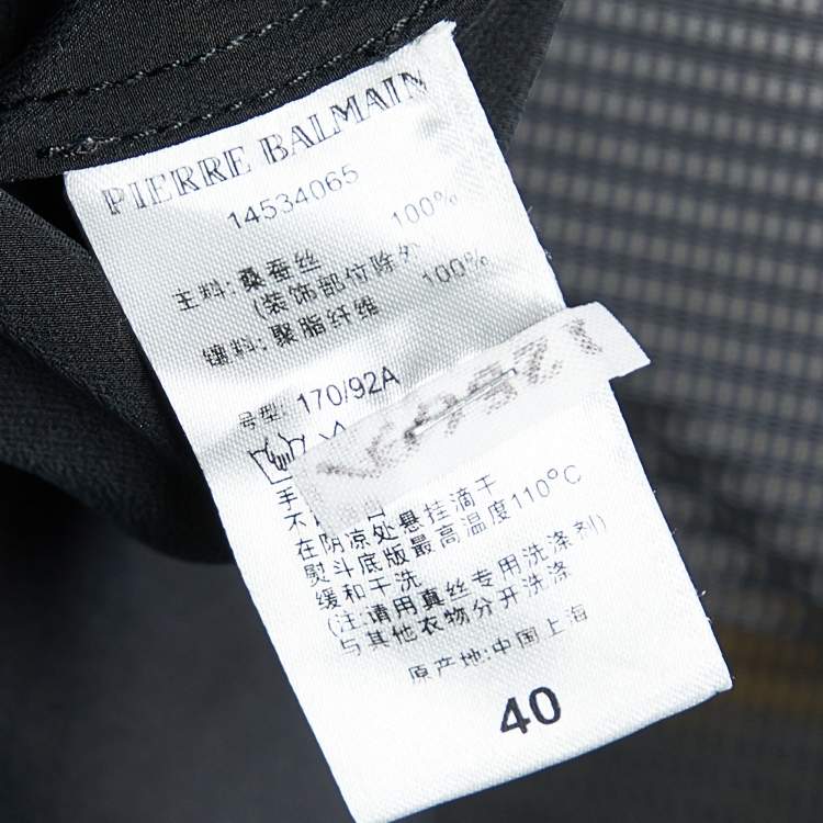 Pre Owned Pierre Balmain Black Silk Embellished Neck Detail Sleeveless Top M