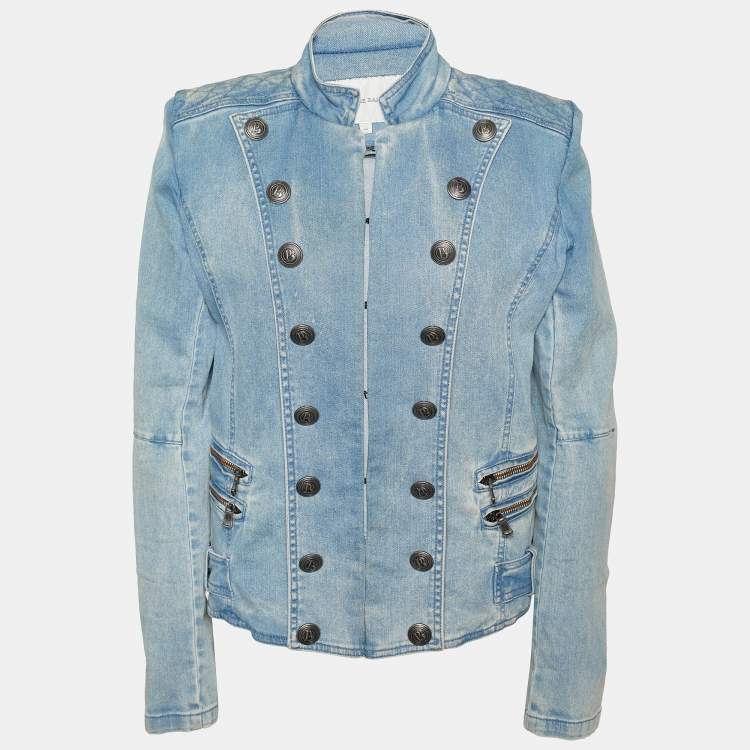 Denim and faux fur jacket - Women | BALMAIN