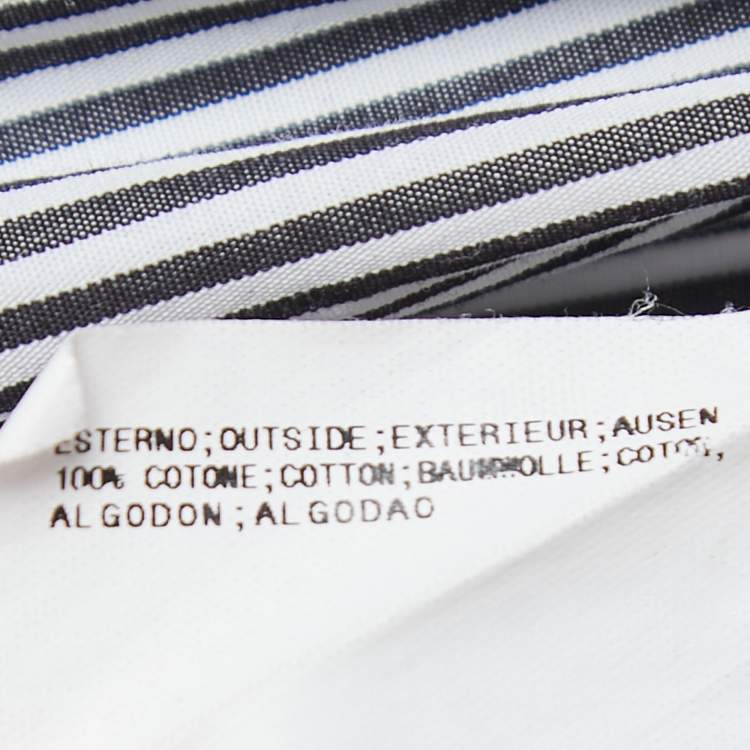 Pre Owned Pierre Balmain Blue Striped Cotton Studded Detail Button Front Sleeveless Shirt M
