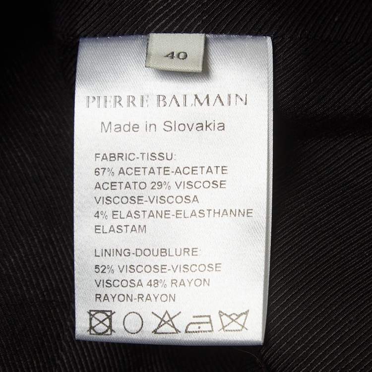 Pre Owned Pierre Balmain Black Crepe Double Breasted Blazer S