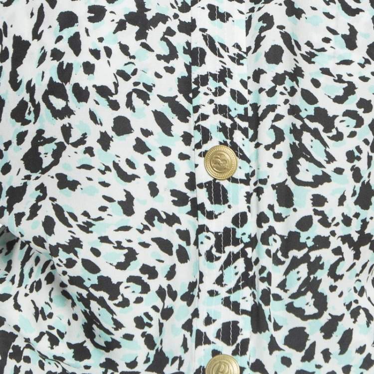 Pre Owned  Pierre Balmain White Multicolor Printed Silk Romper Jumpsuit S