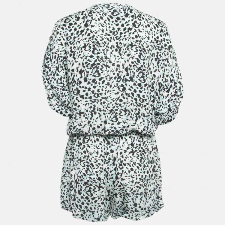 Pre Owned  Pierre Balmain White Multicolor Printed Silk Romper Jumpsuit S