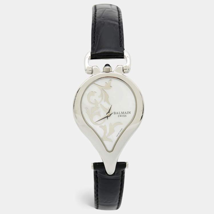 مملوكة مسبقًا Pierre Balmain 3431 White Mother Of Pearl Dial Stainless Steel Women's Wristwatch 31 mm