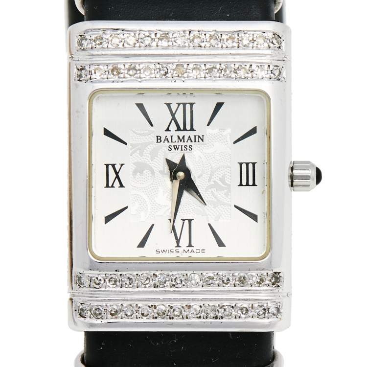 Pre Owned Balmain Silver Stainless Steel Rubber B2371.62 Women's Wristwatch 21 mm 