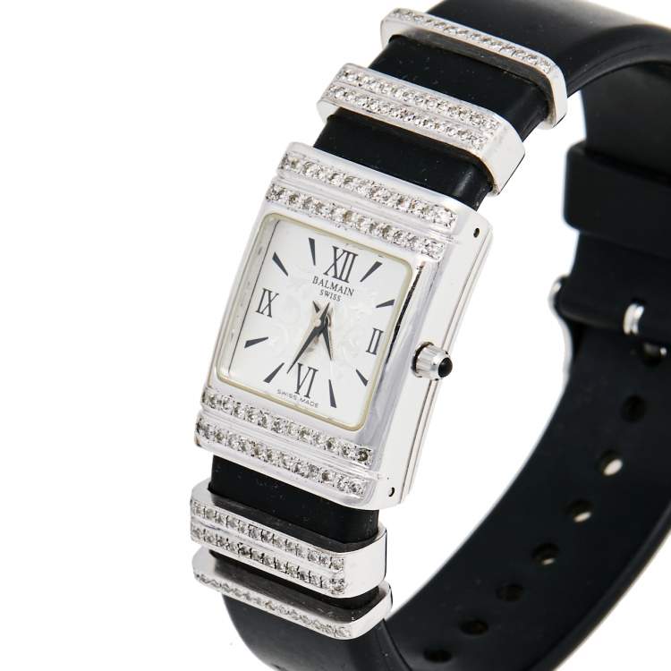 Pre Owned Balmain Silver Stainless Steel Rubber B2371.62 Women's Wristwatch 21 mm 