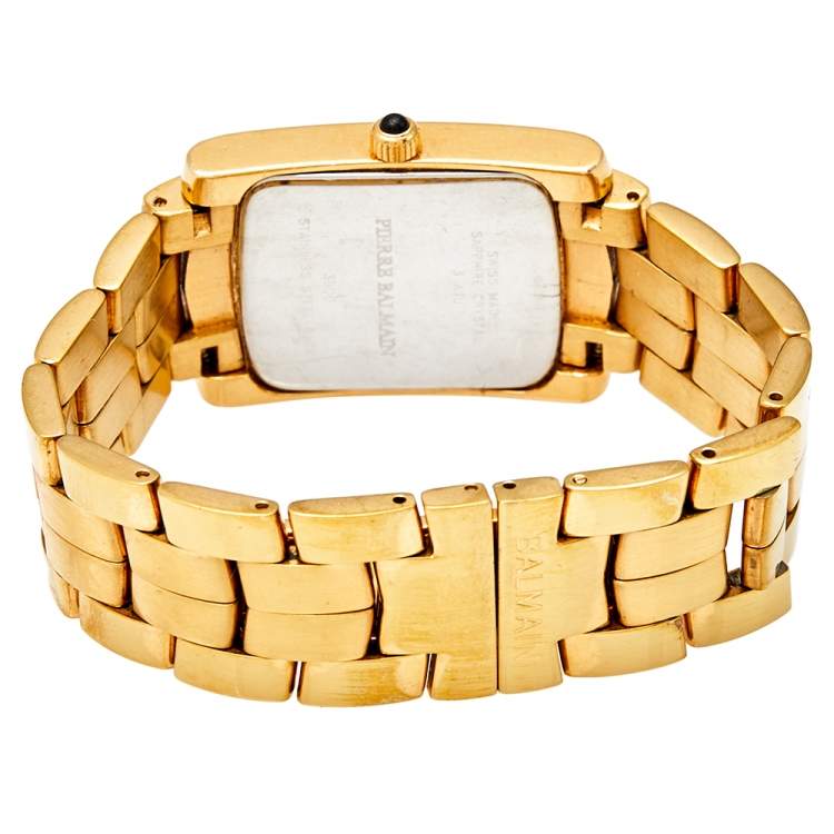 Pre Owned Pierre Balmain Yellow Silver Gold Plated Stainless Steel 3000 Women's Wristwatch 25 mm