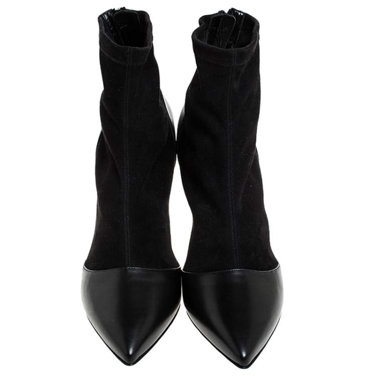 Pre Owned Pierre Hardy Black Suede And Leather Dolly Pointed Toe Ankle Boots Size 42