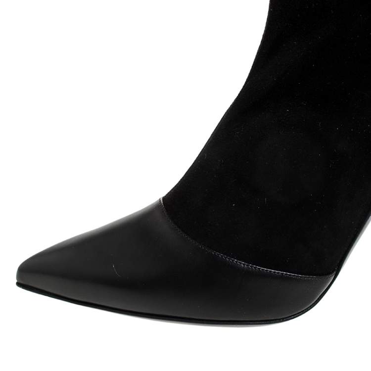 Pre Owned Pierre Hardy Black Suede And Leather Dolly Pointed Toe Ankle Boots Size 42