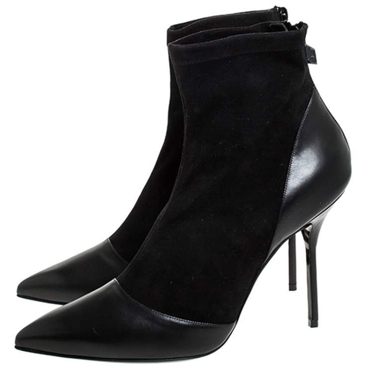 Pre Owned Pierre Hardy Black Suede And Leather Dolly Pointed Toe Ankle Boots Size 42