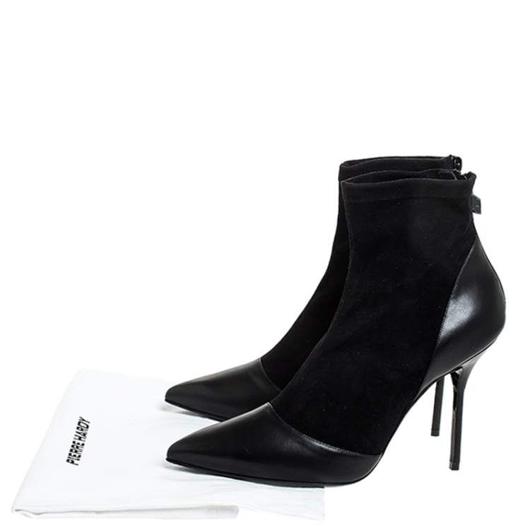Pre Owned Pierre Hardy Black Suede And Leather Dolly Pointed Toe Ankle Boots Size 42