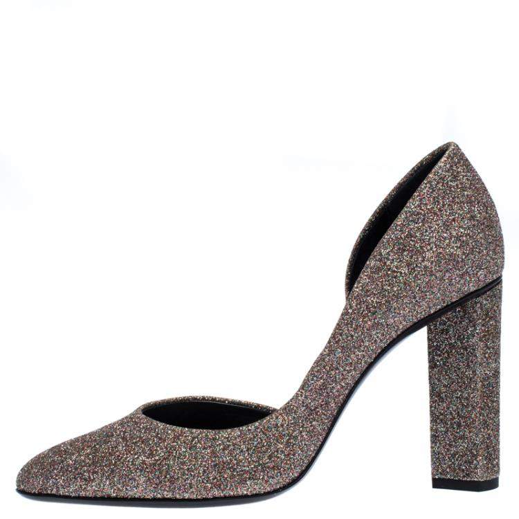 Pre Owned Pierre Hardy Multicolor Glitter Fabric D'orsay Pumps Size 38.5
