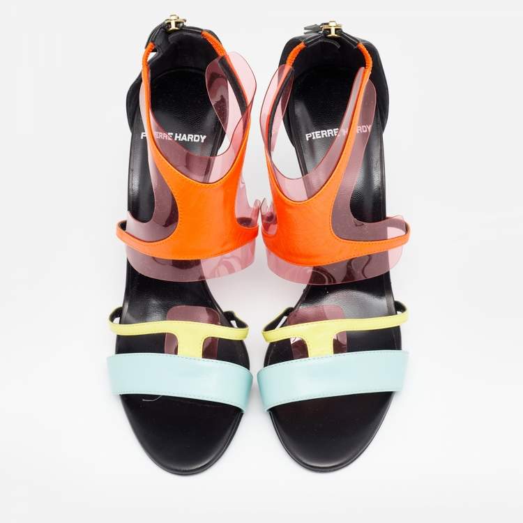 Pre Owned Pierre Hardy Multicolor Leather and PVC Sandals Size 39.5