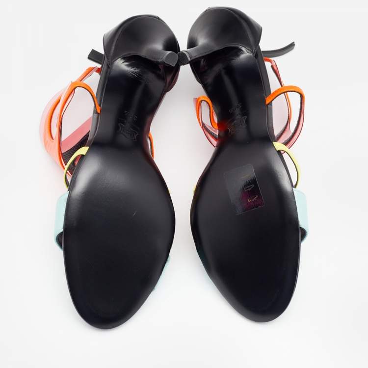 Pre Owned Pierre Hardy Multicolor Leather and PVC Sandals Size 39.5