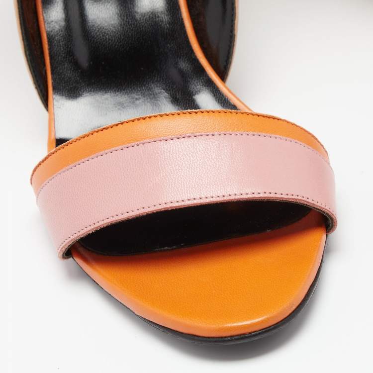 Pre Owned Pierre Hardy Tri-Color Leather Ankle-Strap Wedge Sandals Size 39